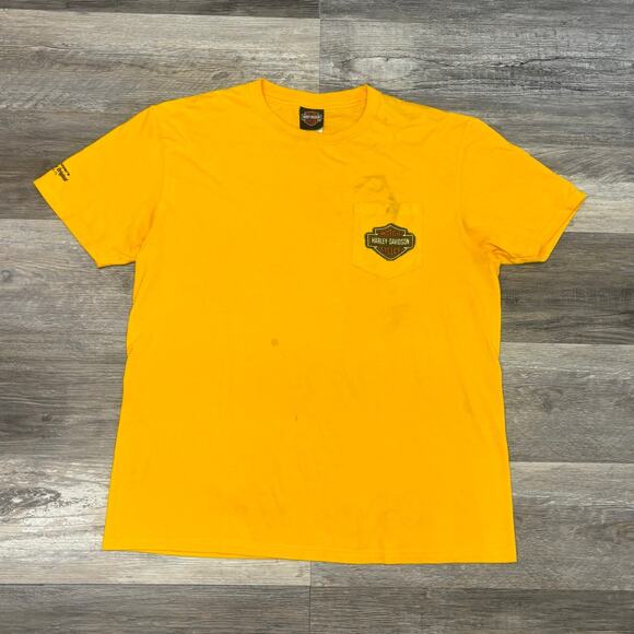 Harley Davidson Freedom Bald Eagle Flames Yellow Black Red Mens XL Biker T-Shirt - Picture 2 of 13